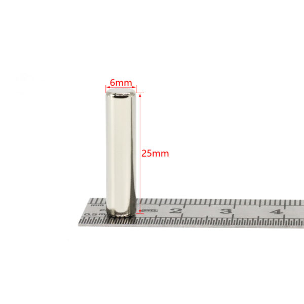 6mm dia x 25mm thick Neodymium Cylinder Magnets N35 Strong 6x25mm Rare Earth Rod Magnet for Crafts
