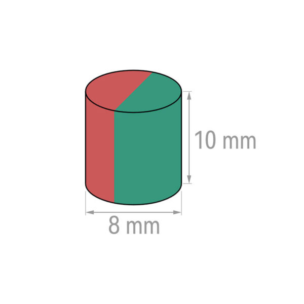 8Mm x 10 mm Magnetizado Diametricalmente Magnet de neodimio Varina de varilla N52 8x10 mm Iánpes diamétricos de tierra rara - Imagen 2