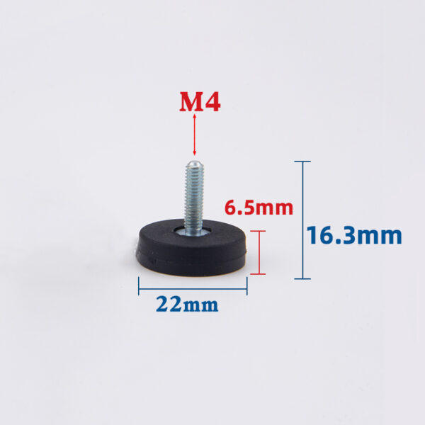 Neodymium Magnet Ø 22 mm Black Rubber Coated with Threaded Stud, holds approx. 3.5kg, thread M4