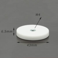 Magnete neodimio Ø 43 mm in gomma bianca rivestita con filo interno, contiene ca.. 8.5kg, Discussione M4