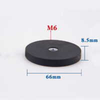 Magnete neodimio Ø 66 mm in gomma nera rivestita con filo interno, contiene ca.. 17kg, Discussione M6