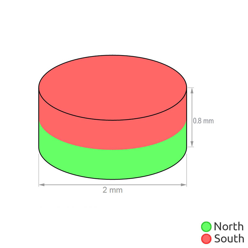 2mm dia x 0,8 mm tykk neodymium ndfeb plate magnet n52 rund liten disk sjelden jord 2x0,8mm håndverksmagneter - Bilde 2