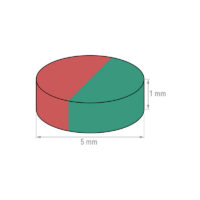 Vue alternative de 5Aimant à disque diamétralement magnétisé mm x 1 mm, aimants ronds en néodyme, aimants radiaux de terres rares N35 (100 Paquet)
