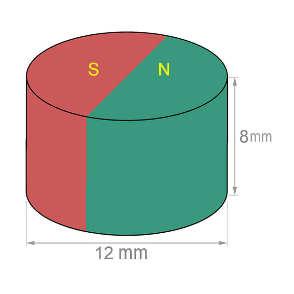 12mm x 8 mm Magnetizado Diametizado Disc Máncan (5 Embalar) - Imagen 2
