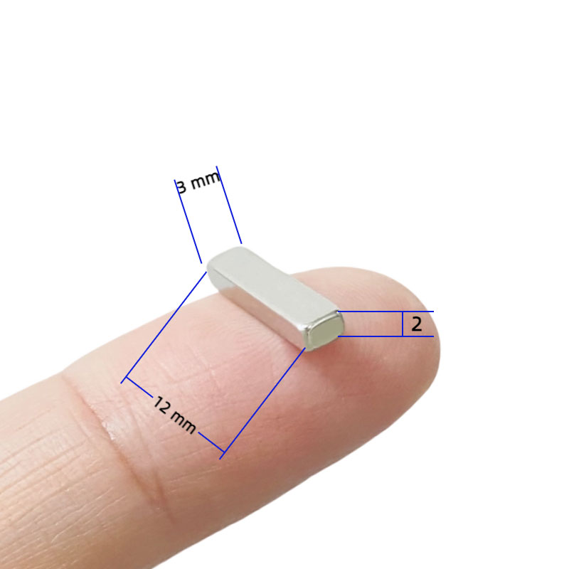 12mm x 3mm x 2mm thick Neodymium Block Magnet N35 Flat 12x3x2mm Rare Earth Rectangular Magnets for Sale - 画像 2