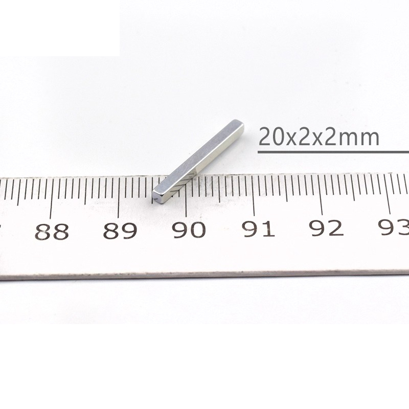 20mm x 2mm x 2mm thick Neodymium Block Magnet N52 Flat 20x2x2mm Rare Earth Rectangular Magnets for Sale