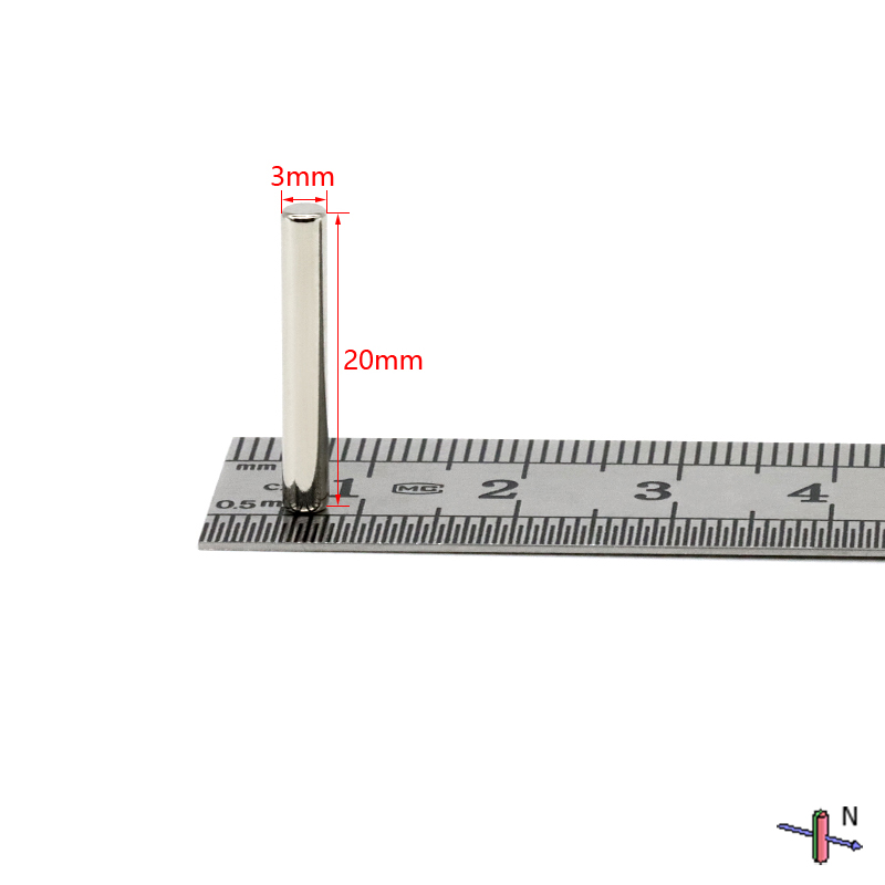 3mm x 20mm Diametrically Magnetized Neodymium Disc Magnet N52 3x20mm Rare Earth Diametric Magnets (20 Pack)