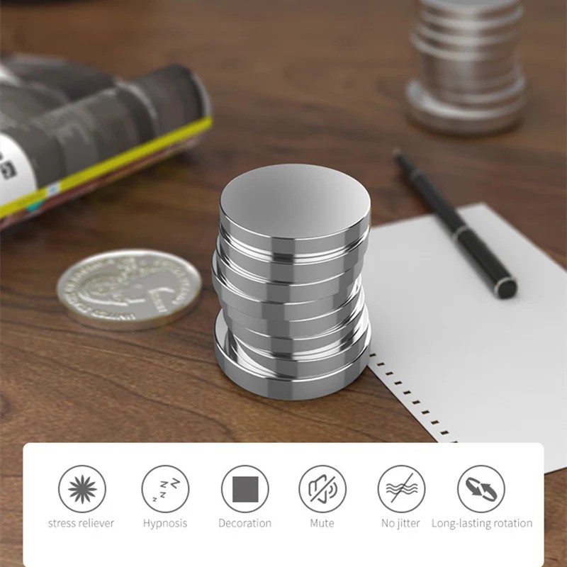 Coin Spinning Gyro EDC Fidget Toy – Stainless Steel Quiet Desk Spinner for Stress Relief - Bilde 4