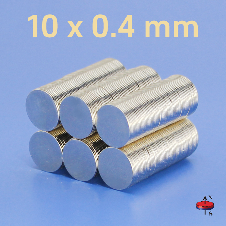 10mm Dia. x 0.4mm Thick N35 Strong Thin Rare Earth Neodymium Disc Magnet 10 x 0.4mm Paper Thin Magnet