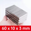 60mm x 10mm x 3mm thick Neodymium Block Magnet N52 Flat 60x10x3mm Rare Earth Rectangular Magnets for Sale