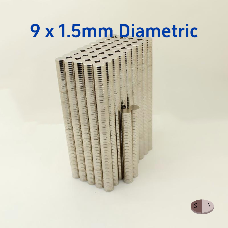 9mm x 1.5mm Diametrically Magnetized Disc Magnet Neodymium Round Magnets 9x1.5mm N35 Rare Earth Radial Magnets