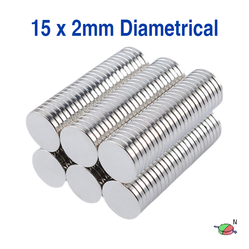 15mm x 2mm Diametrically Magnetized Disc Magnet Neodymium Round Magnets 15x2mm N35 Rare Earth Radial Magnets