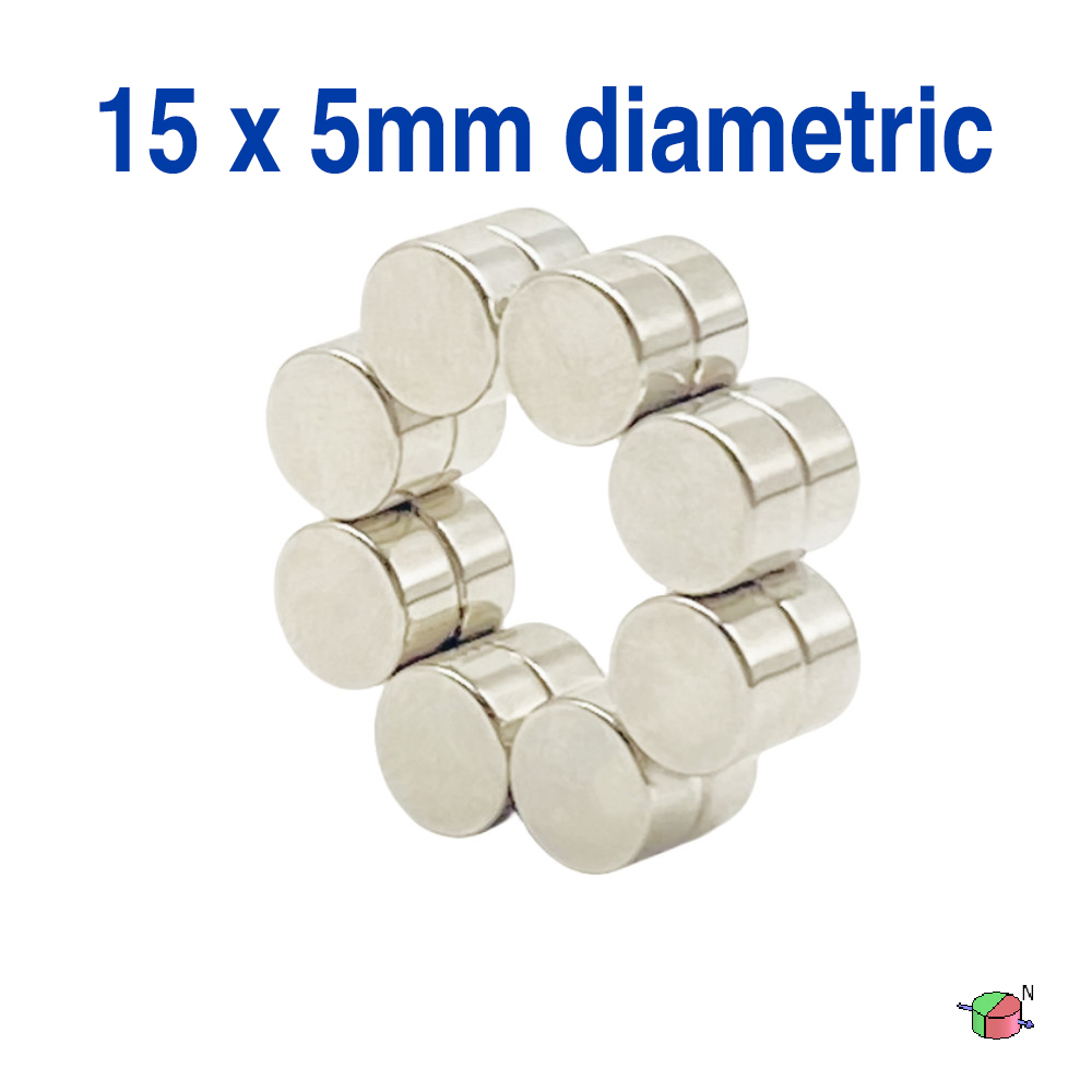 15mm x 5mm Diametrically Magnetized Disc Magnet Neodymium Round Magnets 15x5mm N35 Rare Earth Radial Magnets