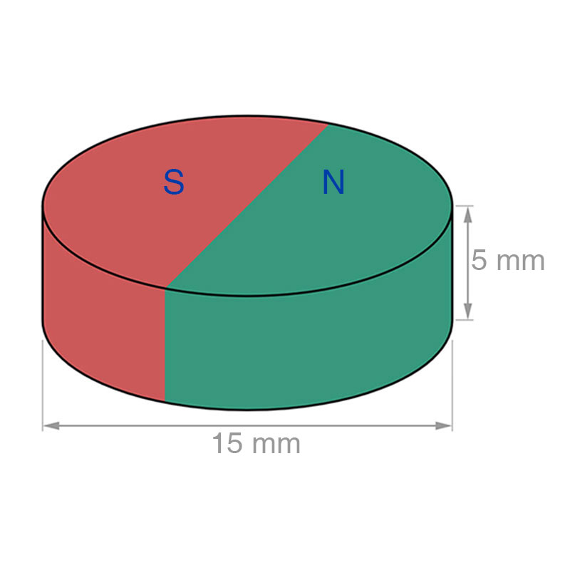 15mm x 5mm Diametrically Magnetized Disc Magnet Neodymium Round Magnets 15x5mm N35 Rare Earth Radial Magnets - Image 2